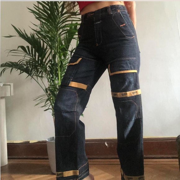 90s vintage Marithe Francois Girbaud size 28 Denim Shuttle Tape Pants - Picture 2 of 3